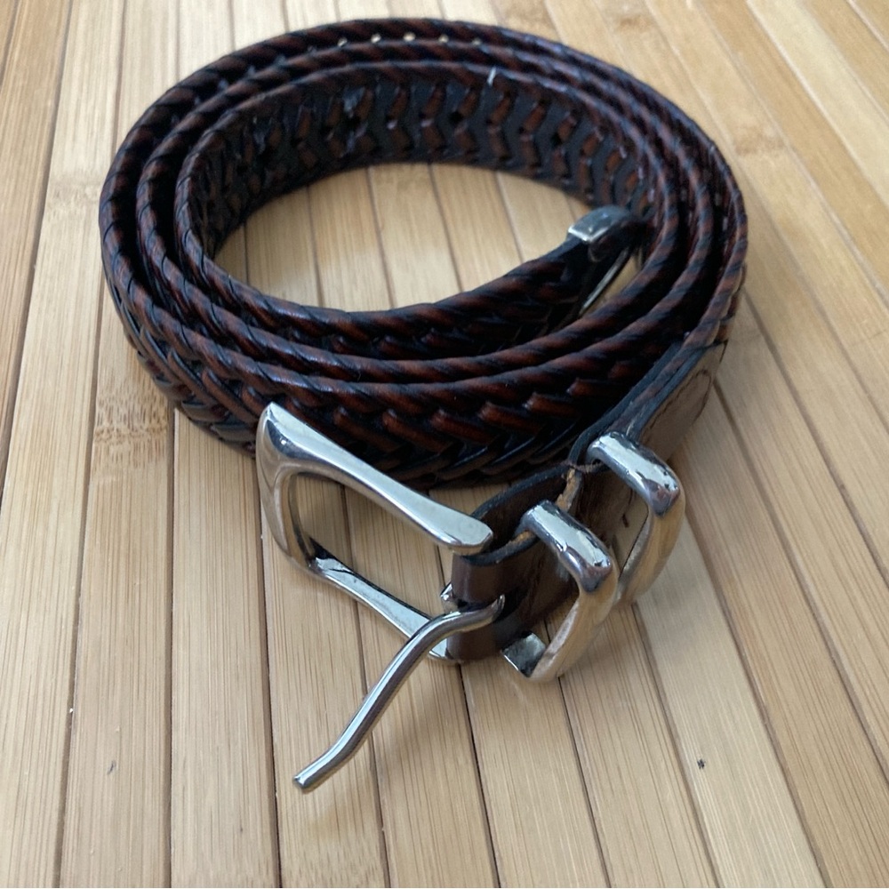 Men's Brown Braided Leather Belt